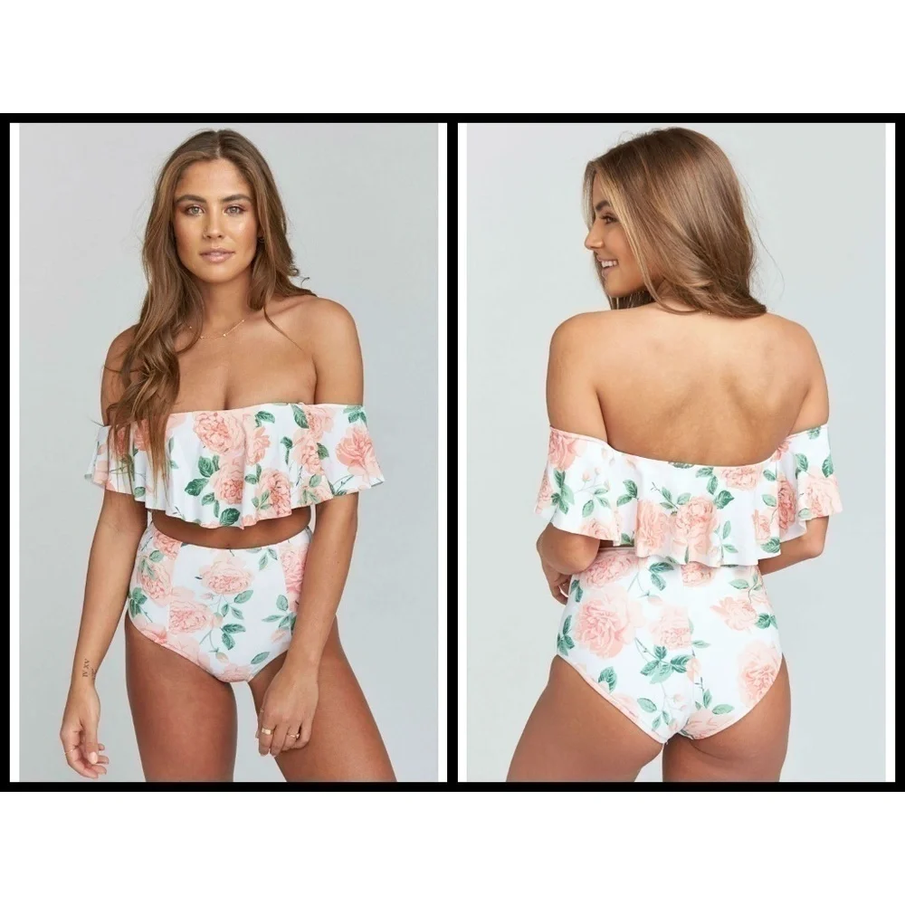 💕SHOW ME YOUR MUMU💕 Rose Ruffle Bikini TOP XS